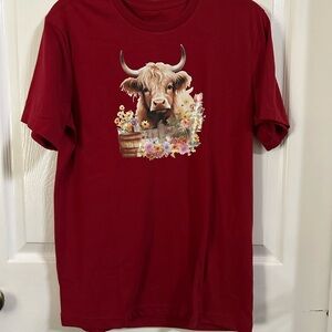 NWOT Handcrafted Highland Cow Shirt Small